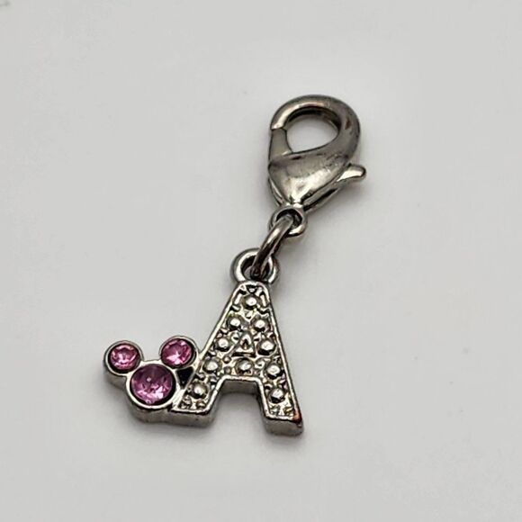 Disney Letter A & Pink Rhinestone Mickey Charm - Picture 1 of 2